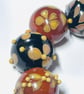 Handmade brown and amber lamp work glass beads - Image 1