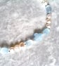 Pearl & Selenite Gemstone Four Leaf Clover Silver Bracelet: Heart Chain Extender - Image 3