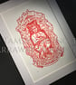 The Swansea Devil - y Diafol Abertawe - Red Ink - Lino print - Image 1