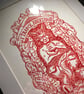 The Swansea Devil - y Diafol Abertawe - Red Ink - Lino print - Image 2