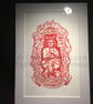The Swansea Devil - y Diafol Abertawe - Red Ink - Lino print - Image 3