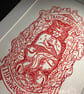 The Swansea Devil - y Diafol Abertawe - Red Ink - Lino print - Image 4