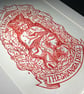 The Swansea Devil - y Diafol Abertawe - Red Ink - Lino print - Image 5