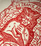 The Swansea Devil - y Diafol Abertawe - Red Ink - Lino print - Image 6