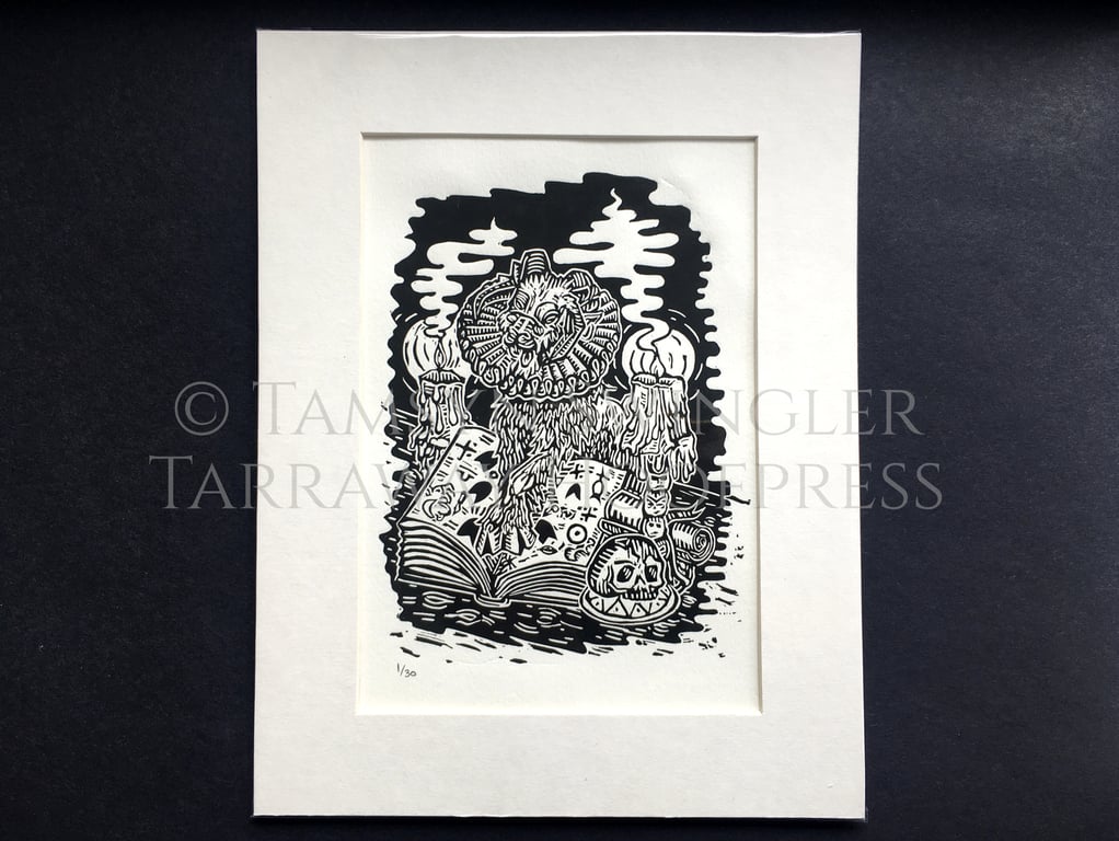 Professor Mlemlemlemlem - Limited Edition Lino Print - Occult Goat