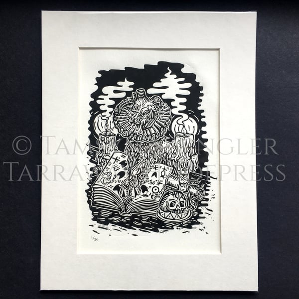 Professor Mlemlemlemlem - Limited Edition Lino Print - Occult Goat