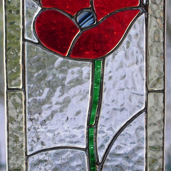 POPPY PANEL IN STAINED GLASS