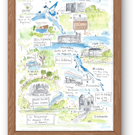 Fermanagh illustrated map print. A4 size.