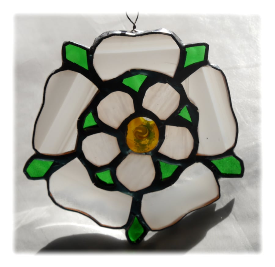 Yorkshire Rose Suncatcher Stained Glass 034