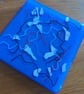 Fused Glass Cobalt Blue Graffiti Coaster 10cm 