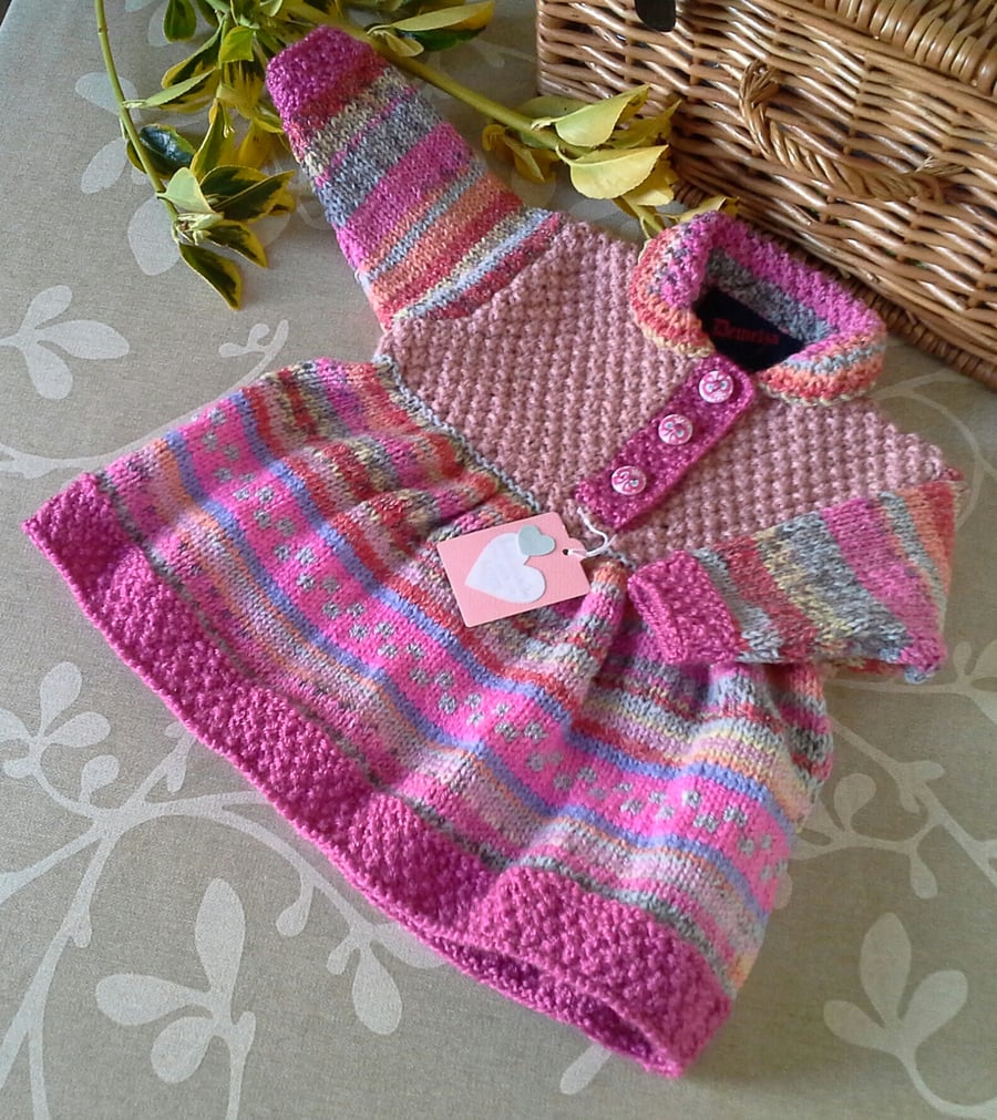 Baby Girl's Hand Knitted Dress 3-9 months size