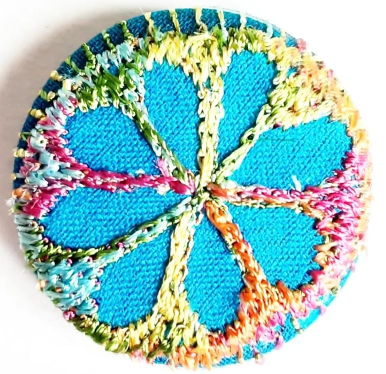 Buttons 1 inch button Hand Dyed Silks and Cottons Free Machine Embroidery Button