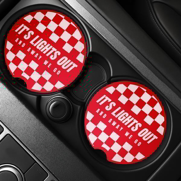 F1 Car Coasters Set – Lights Out & Away We Go – Formula 1 Gift Cup Holder Insert