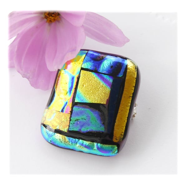 Patchwork Dichroic Fused Glass Brooch 057 Handmade 
