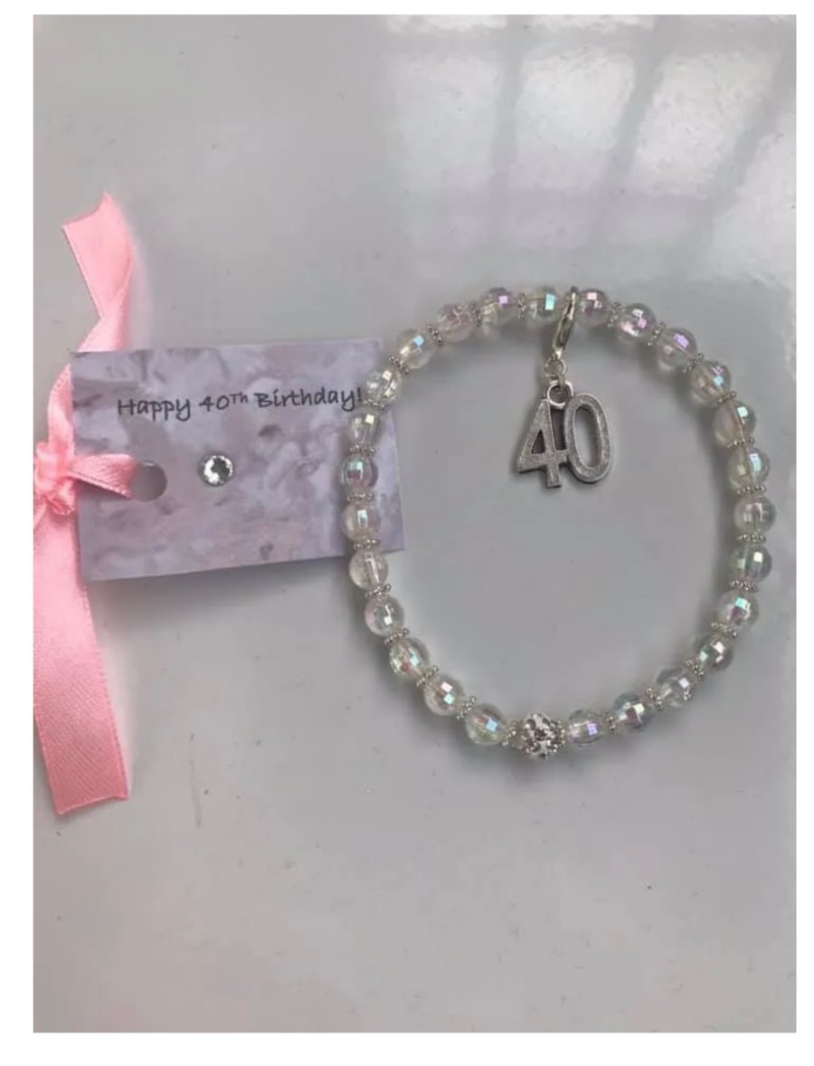 Ab crystal beaded 40th milestone bracelet 