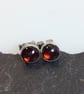  Garnet stud earrings sterling silver , gemstone studs pinky red - Image 7