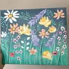 Hand-Painted Floral Abstract Canvas, Original Acrylic Painting , 25x30cm