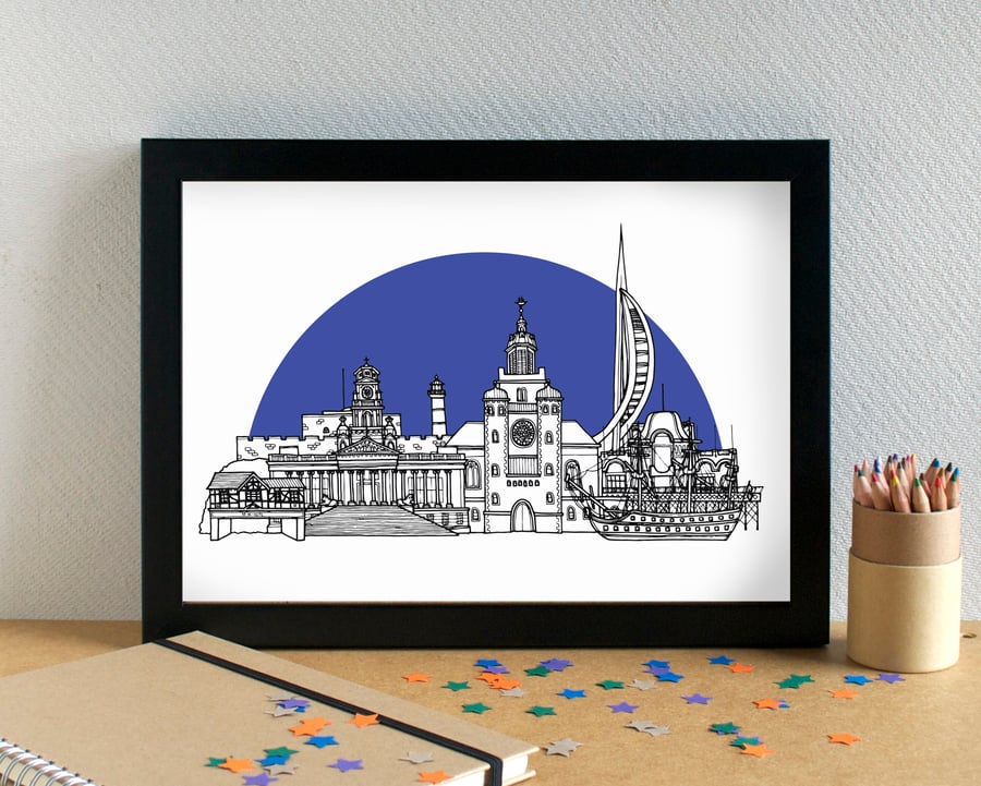 Portsmouth Football Club's Fratton Park Skyline Art Print