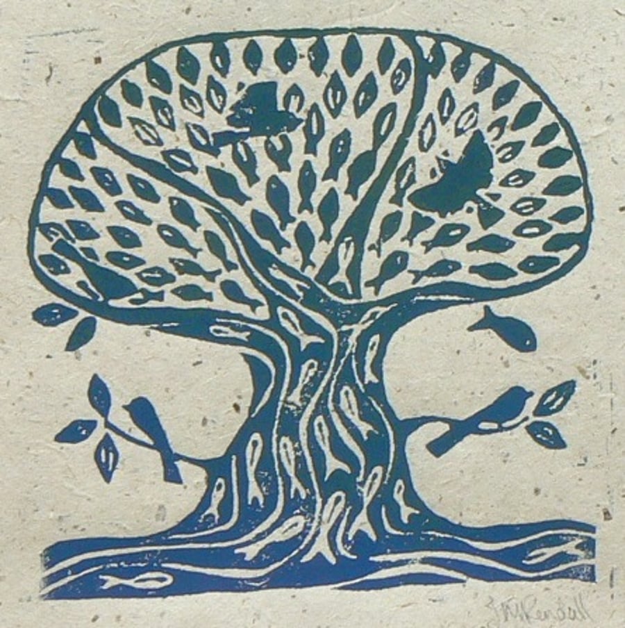 Sea Tree Linocut