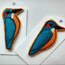 Embroidered Kingfisher Bird Brooch