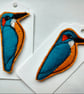 Embroidered Kingfisher Bird Brooch