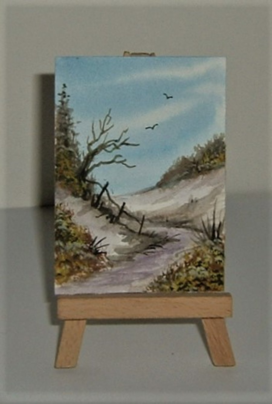 original art landscape watercolour miniature aceo painting ( ref F 857 )