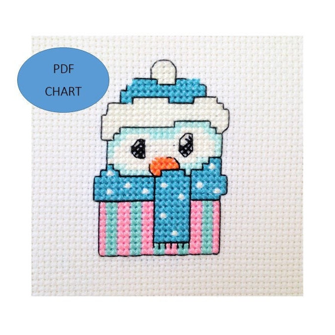 Snowman Cupcake small Cross Stitch Digital Download PDF Chart