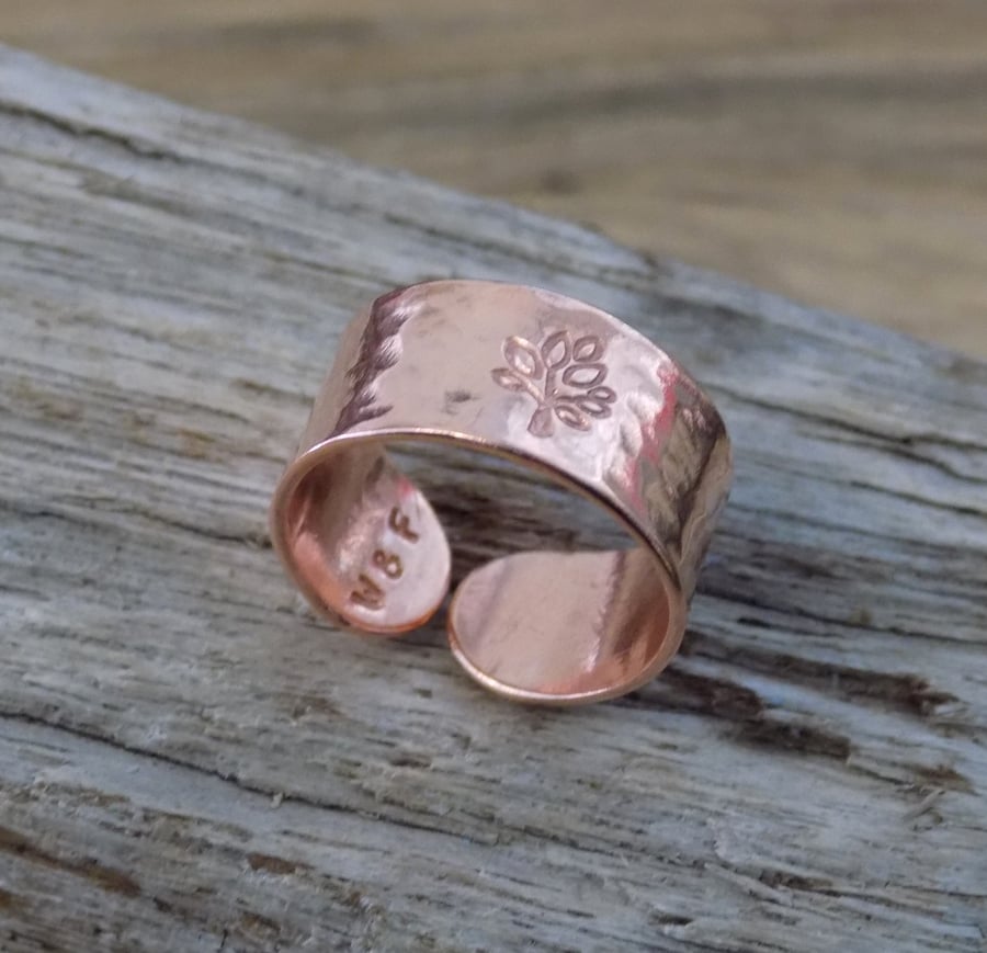 Adjustable ,expandable copper tree of life ring  