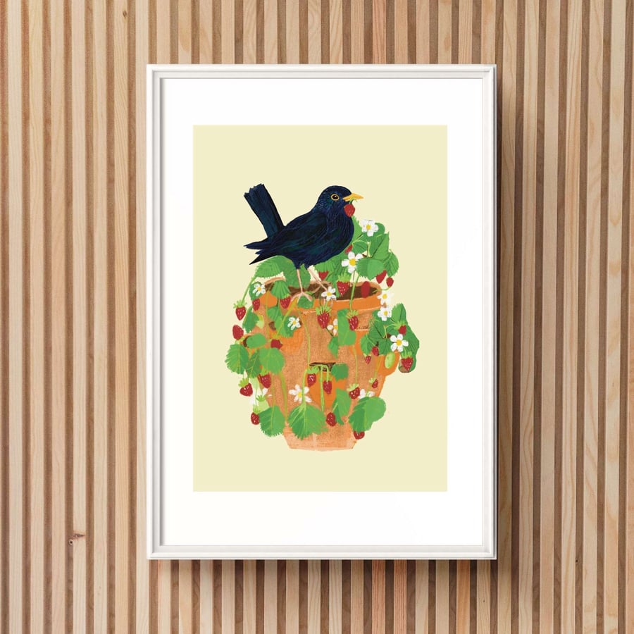Art print The Strawberry Thief blackbird kitchen art