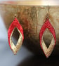 Red and Gold Leaf Earrings - Image 3