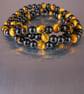 Bracelet Tigers Eye and Onyx gemstone stretch design 1 of 3 - Image 9