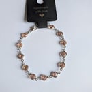 Rose Pink  Bracelet. Silver Tone. Costume Jewellery