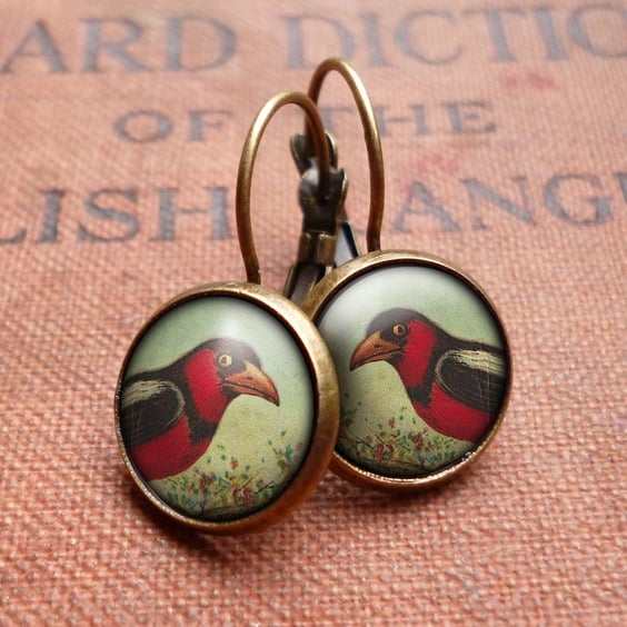 Disapproving Bird Leverback Earrings (TB09)