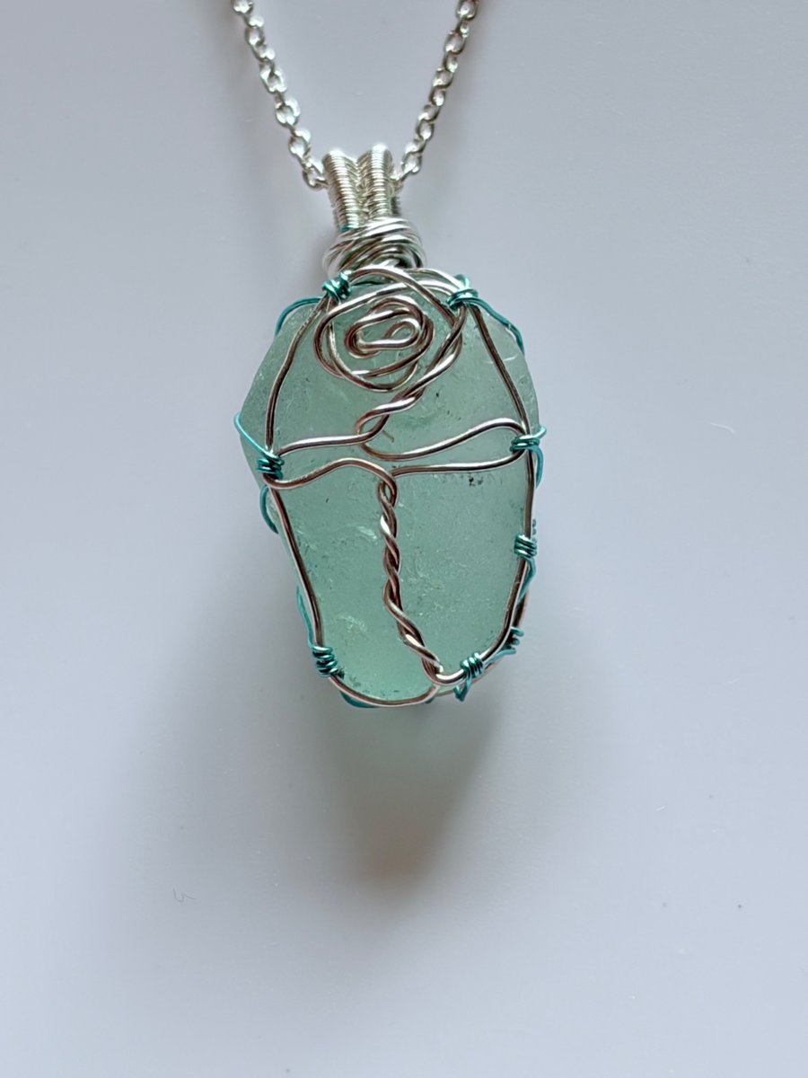 Image of Sea Glass Necklace Gift for Her – Scottish Beachcombed Sea Glass Rose