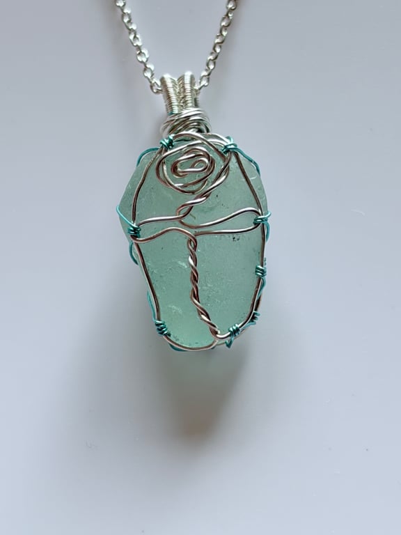 Sea Glass Necklace Gift for Her – Scottish Beachcombed Sea Glass Rose