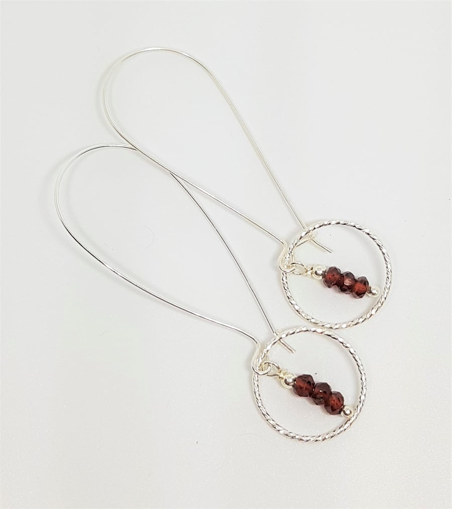 Garnet Earrings, Sterling Silver Earrings, Statement Earrings, July Birthstone, 