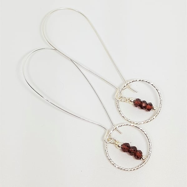 Garnet Earrings, Sterling Silver Earrings, Statement Earrings, July Birthstone, 