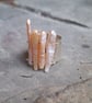 The Floating Baroque Pearl Cuff Ring - Wide Silver Band with Peach Stick Pearls