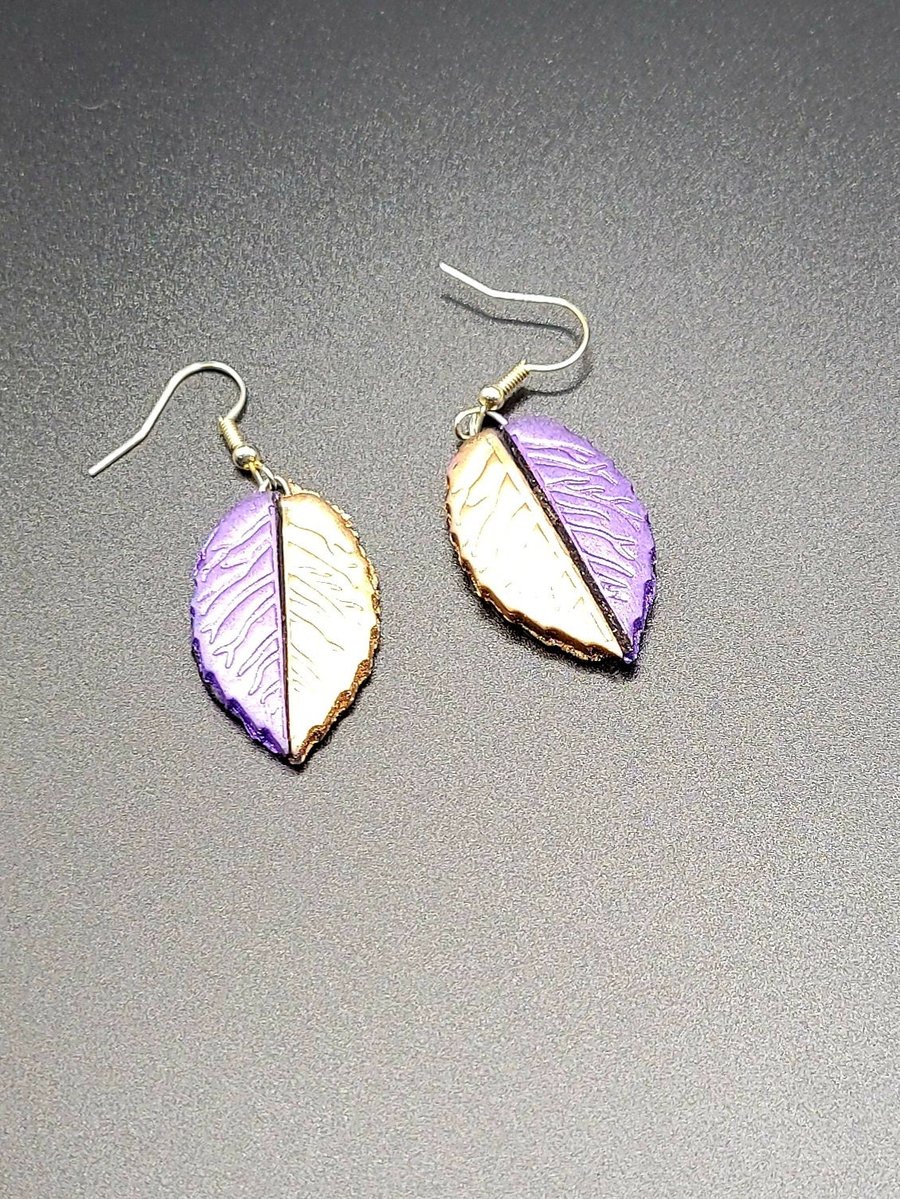 Polymer clay earrings - leaf earrings -autumn jewellery