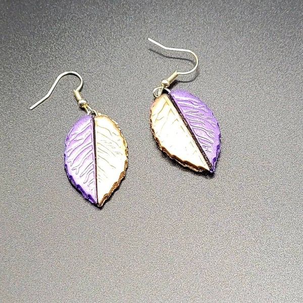 Polymer clay earrings - leaf earrings -autumn jewellery