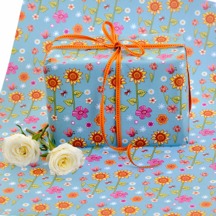 Gift Wrap 2 pack  - Sunflowers and Bees