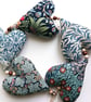 William Morris Fabric hanging heart garland - Blues