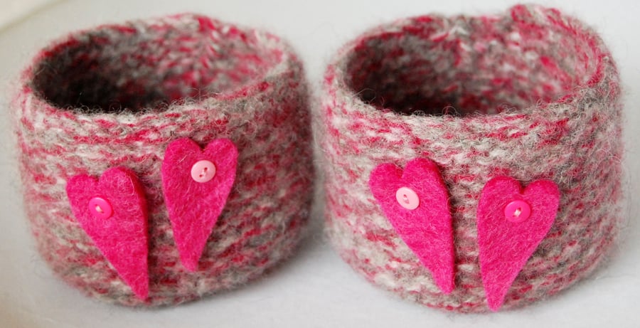 2 Felted Wool Bangle Bowls