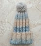 Hand knitted adult multicoloured bobble hat