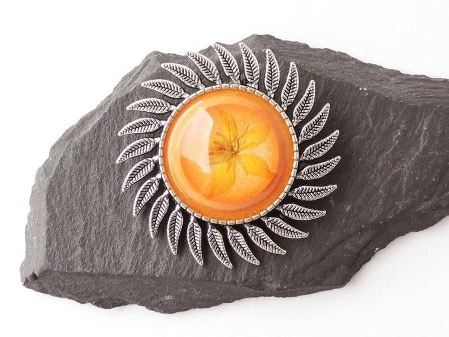 Orange Flower Brooch  F020