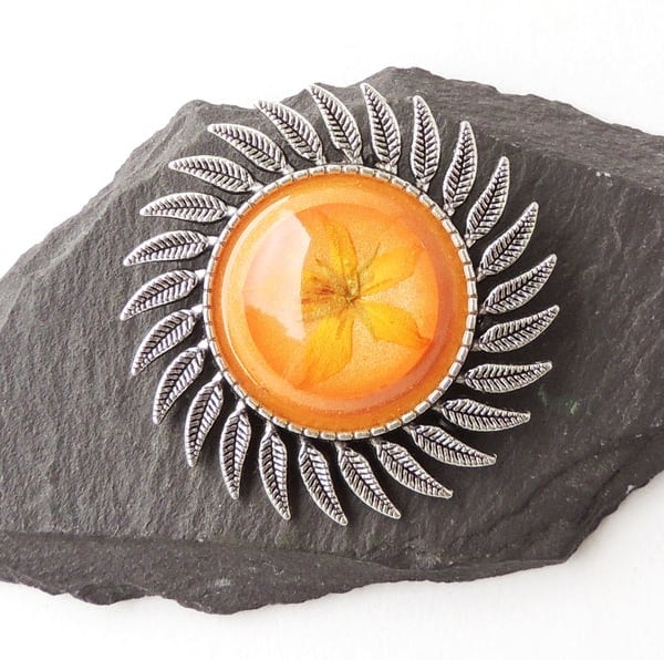 Orange Flower Brooch  F020