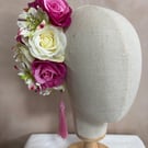 Large pink & Cream Cascade Hair Flower 
