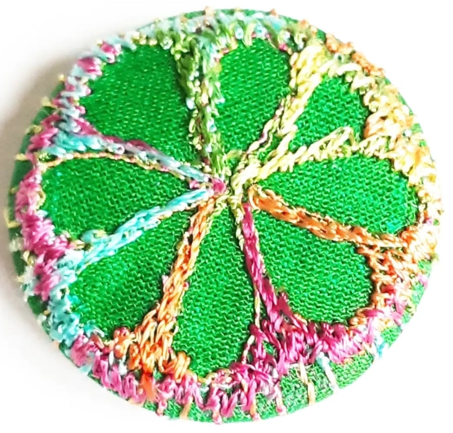 Buttons 1 inch button Hand Dyed Silks and Cottons Free Machine Embroidery Button