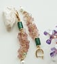 Dangle earrings with green and rose quartz beads, handmade drop earrings - Image 2