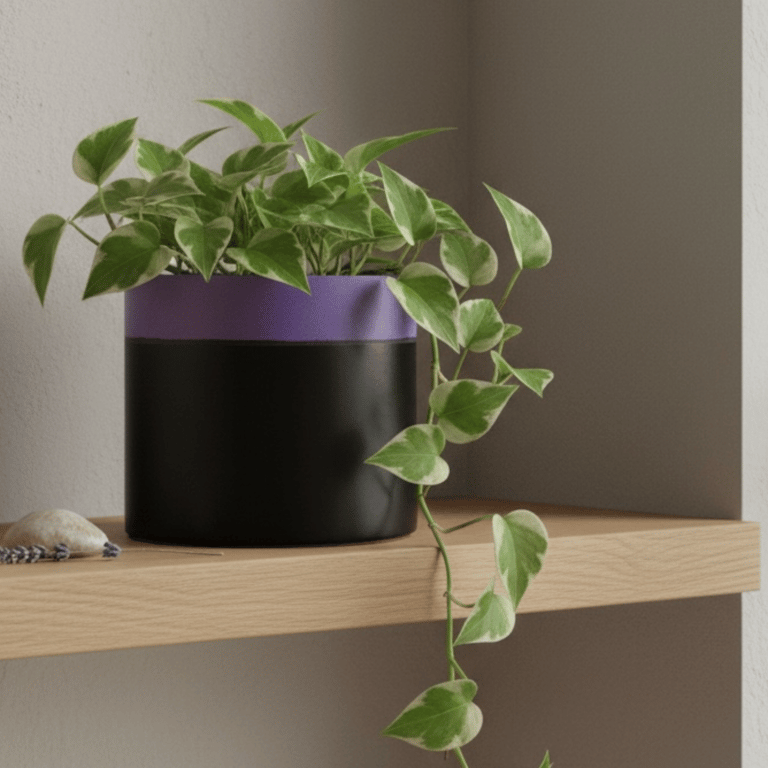 Large 15cm Round Black and Soft Lilac Two Tone Plant Pot